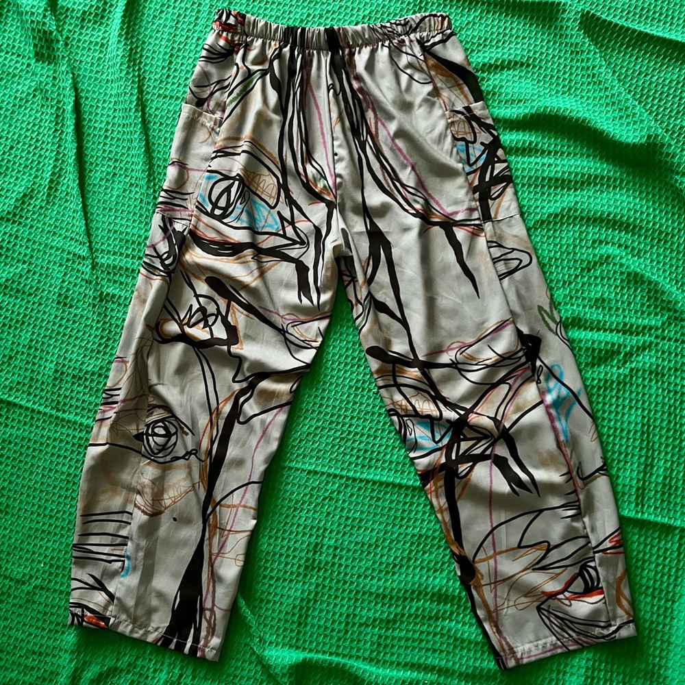 Wide Leg Abstract Print Pants